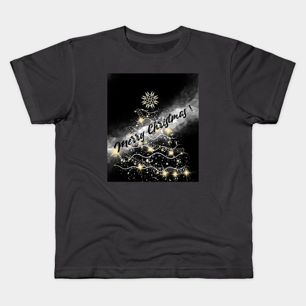 Merry Christmas Kids T-Shirt by Drawn by Nathally 